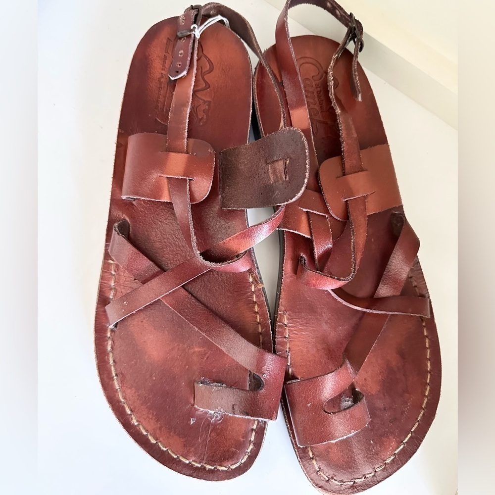 Leather Al Badawi Camel Sandals Hand Made in Jerusalem Sz 44 (10.5-11)